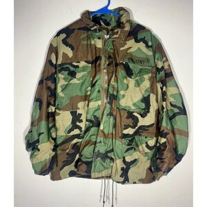 Vintage US Army M-65 Field Jacket Camo Cold Weather Coat Medium Short 1987